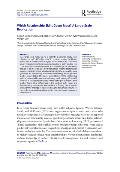 Which relationship skills count most? A large-scale replication