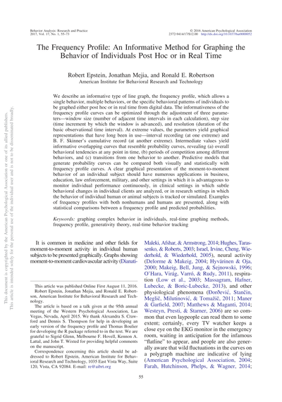 The frequency profile: An informative method for graphing the behavior of individuals post hoc or in real time.