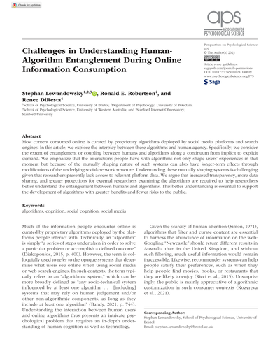 Challenges in understanding human-algorithm entanglement during online information consumption