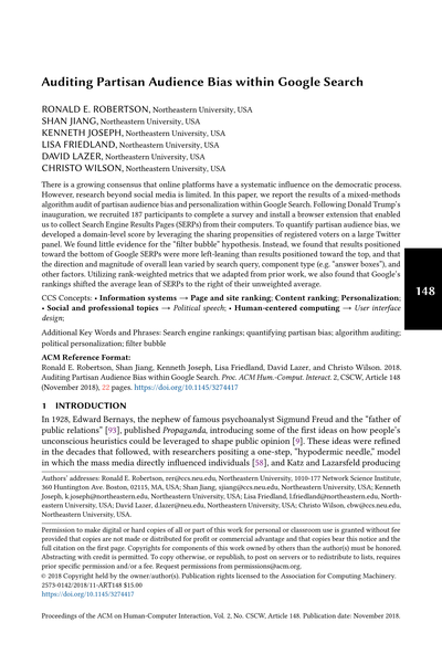 Auditing partisan audience bias within Google Search