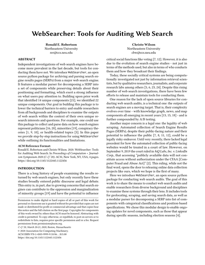 WebSearcher: Tools for Auditing Web Search