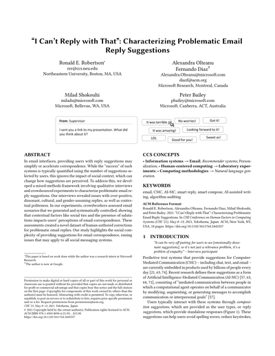 “I Can't Reply with That”: Characterizing Problematic Email Reply Suggestions