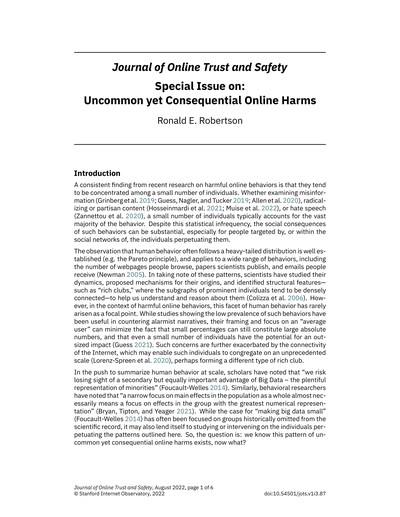 Uncommon yet consequential online harms