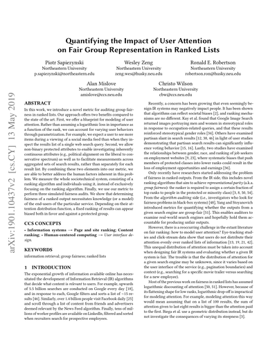Quantifying the impact of user attention on fair group representation in ranked lists